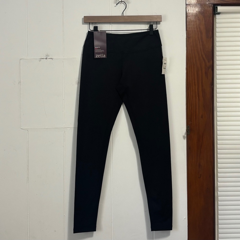 Zella Live-In Slim Fit Leggings Black Compression Waistband Hidden Pocket Small